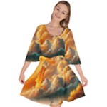Nature Storm Painting Velour Kimono Dress