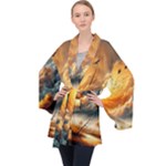 Nature Storm Painting Long Sleeve Velvet Kimono 