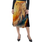 Nature Storm Painting Classic Velour Midi Skirt 