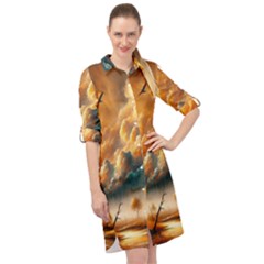 Long Sleeve Mini Shirt Dress 