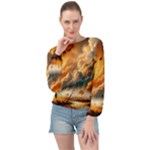 Nature Storm Painting Banded Bottom Chiffon Top