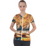 Nature Storm Painting Short Sleeve Zip Up Jacket