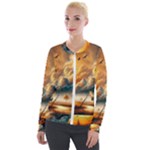 Nature Storm Painting Velvet Zip Up Jacket
