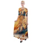 Nature Storm Painting Half Sleeves Maxi Dress