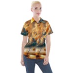 Nature Storm Painting Women s Short Sleeve Pocket Shirt