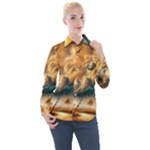 Nature Storm Painting Women s Long Sleeve Pocket Shirt