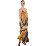 Nature Storm Painting Cami Maxi Ruffle Chiffon Dress
