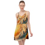 Nature Storm Painting Summer Time Chiffon Dress