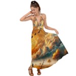 Nature Storm Painting Backless Maxi Beach Dress