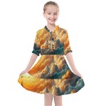 Nature Storm Painting Kids  All Frills Chiffon Dress