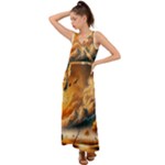 Nature Storm Painting V-Neck Chiffon Maxi Dress