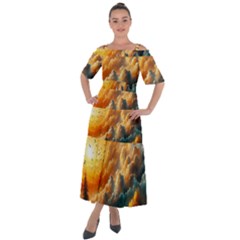 Shoulder Straps Boho Maxi Dress  