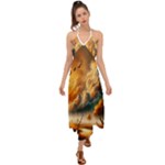 Nature Storm Painting Halter Tie Back Dress 
