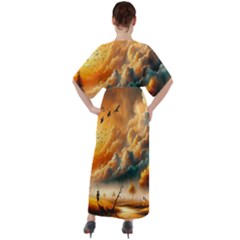 V-Neck Boho Style Maxi Dress 