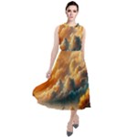 Nature Storm Painting Round Neck Boho Dress