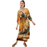 Nature Storm Painting Grecian Style  Maxi Dress
