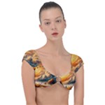 Nature Storm Painting Cap Sleeve Ring Bikini Top