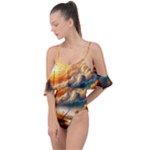 Nature Storm Painting Drape Piece Swimsuit