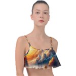 Nature Storm Painting Frill Bikini Top