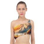 Nature Storm Painting Spliced Up Bikini Top 