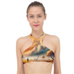 Nature Storm Painting High Neck Bikini Top