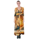 Nature Storm Painting Button Up Maxi Dress