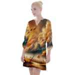 Nature Storm Painting Open Neck Shift Dress