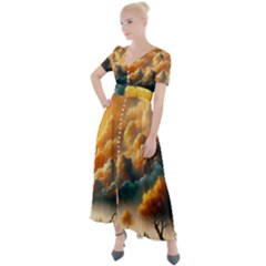 Button Up Short Sleeve Maxi Dress 