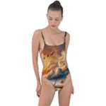 Nature Storm Painting Tie Strap One Piece Swimsuit