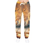 Nature Storm Painting Women Velvet Drawstring Pants