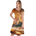 Nature Storm Painting Classic Short Sleeve Dress