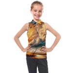 Nature Storm Painting Kids  Sleeveless Polo T-Shirt