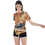 Nature Storm Painting Asymmetrical Short Sleeve Sports T-Shirt