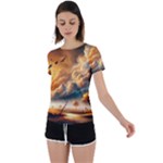 Nature Storm Painting Back Circle Cutout Sports T-Shirt
