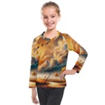 Nature Storm Painting Kids  Long Mesh T-Shirt