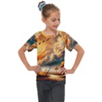 Nature Storm Painting Kids  Mesh Piece T-Shirt