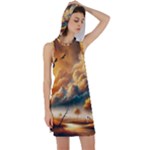 Nature Storm Painting Racer Back Hoodie Dress