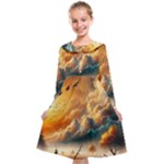 Nature Storm Painting Kids  Midi Sailor Dress
