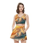 Nature Storm Painting Women s Crop Top Pleated Skater Rave Skirt
