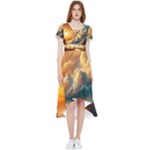 Nature Storm Painting High Low Boho Dress