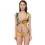Nature Storm Painting Low Cut Ruffle Edge Bikini Set