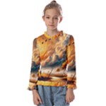 Nature Storm Painting Kids  Frill Detail T-Shirt
