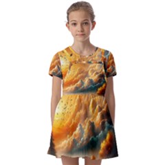 Kids  Short Sleeve Pinafore Style Dress 