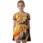 Nature Storm Painting Kids  Short Sleeve Pinafore Style Dress