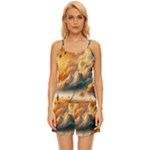 Nature Storm Painting Satin Pajama Short Set
