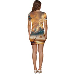 Low Cut Cap Sleeve Mini Dress 