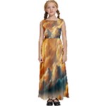Nature Storm Painting Kids  Satin Sleeveless Maxi Dress