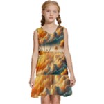 Nature Storm Painting Kids  Sleeveless Tiered Mini Dress