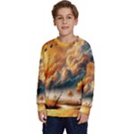 Nature Storm Painting Kids  Crewneck Sweatshirt