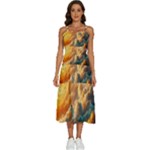 Nature Storm Painting Sleeveless Shoulder Straps Boho Dress